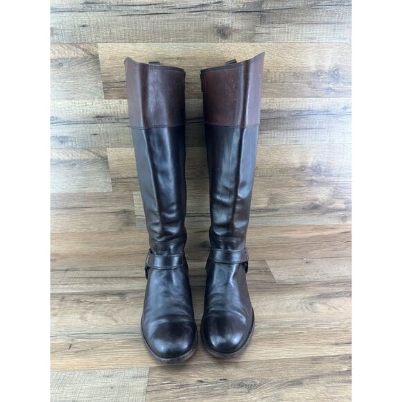 Frye Melissa Harness Black Brown Leather Inside Zip Up Riding Boots Womens 9B - Picture 6 of 8